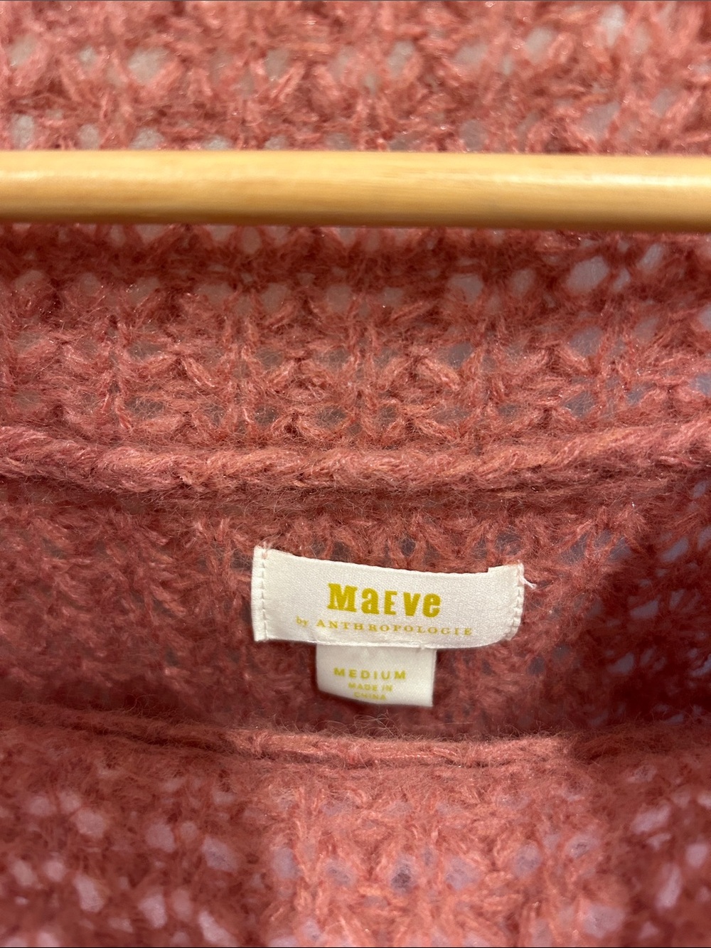Anthropologie Rose Mauve Open-Knit Crewneck Sweater - Picture 3 of 4